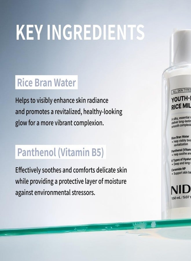 NIDA Youth-boosting Rice Milky Toner, for Glass Skin | Rice Bran Extract, Niacinamide, Ceramide NP, Panthenol | Deep Moisturizing, Hydrating and Refreshing, Korean Skin Care | 5.07 fl. oz., 150ml - Image 4